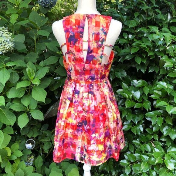 Sugar Lips Orange Geometric Print Fit &Flair Dress - Picture 4 of 12
